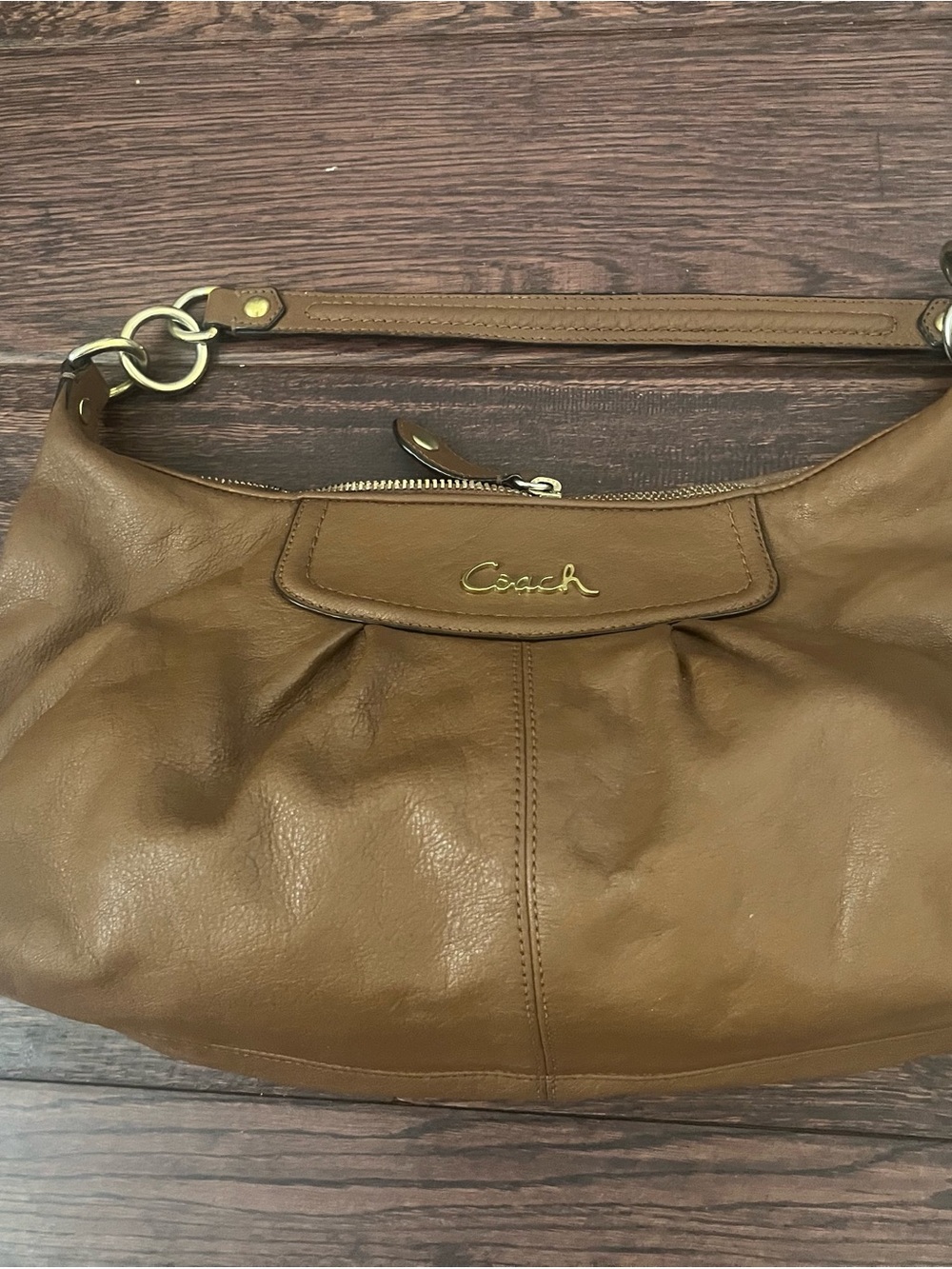 Coach Park Leather E/W Duffle Hobo Bag Cognac Brown F19731